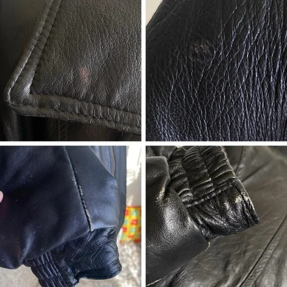 SOLD black leather bomber jacketSOLD - Picture 7 of 8